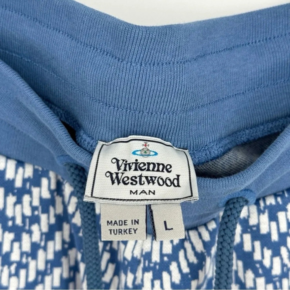 Vivienne Westwood Orb-Embroidered Jogger Herringbone Pattern Blue Large - Picture 8 of 10